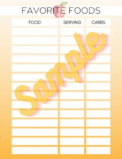 Favorite Foods Carb List